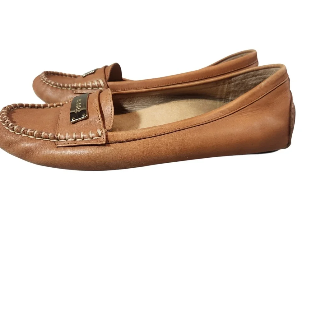 Vionic Sydney Loafers Womens 8 Tan Leather Orthaheel Driving Mocs 456SYDNEY